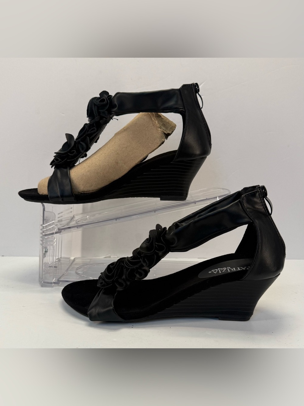 Patrizia Harlequin by spring step Women's Black Floral Wedge Sandals size 9 - Picture 4 of 12